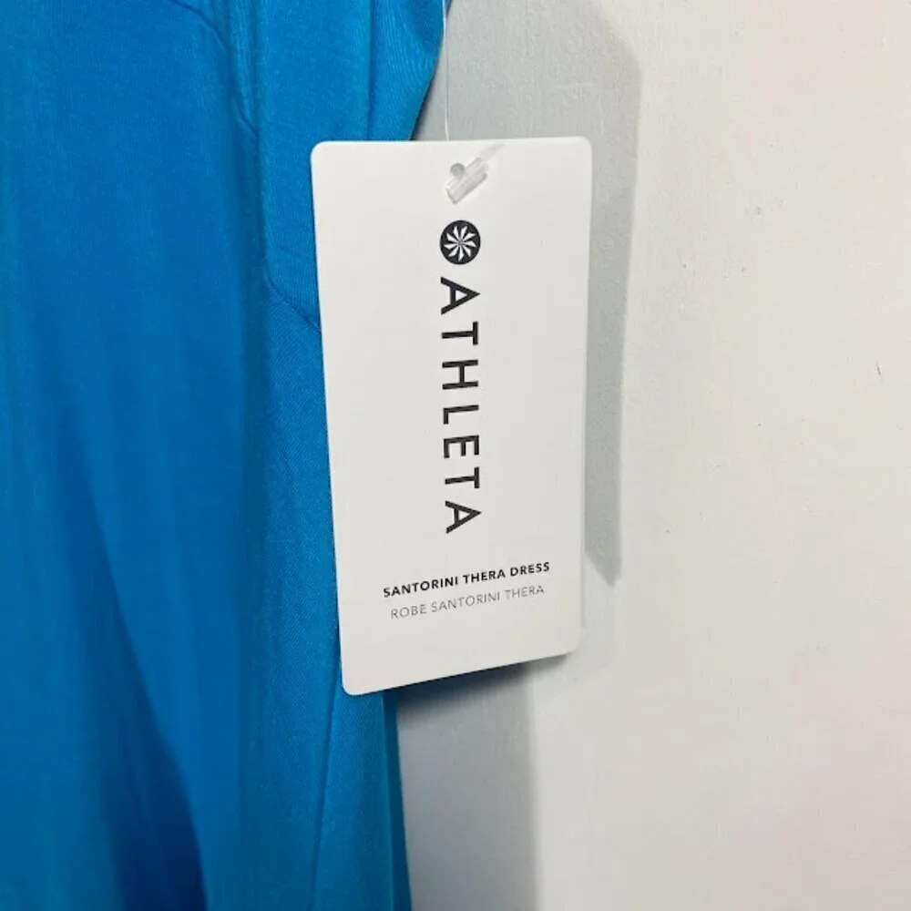Athleta Santorini Thera Aqua Blue Sleeveless Dress